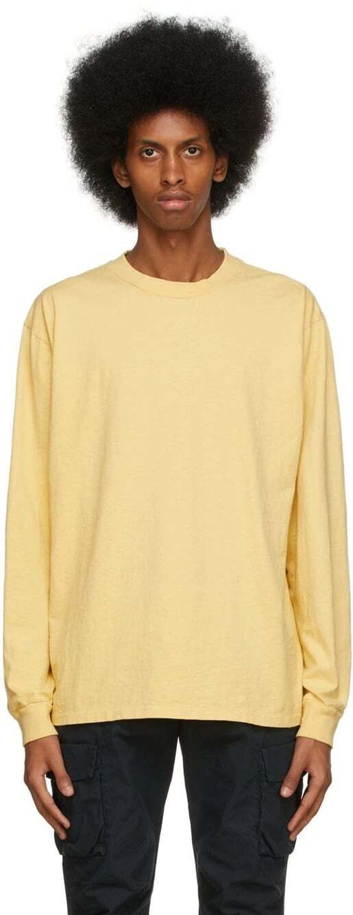 John Elliott Long Sleeve University T-Shirt US M EU 48 Mens Blonde $120